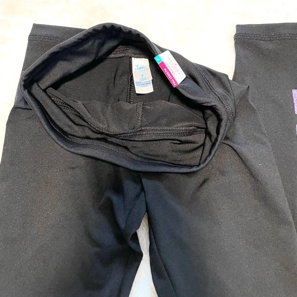 🆕JUSTICE Purple Glitter Graphic Leggings